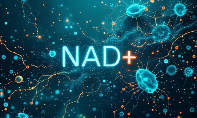 NAD+ coenzyme and mitochondrial energy-transfer motifs in cold plum night palette